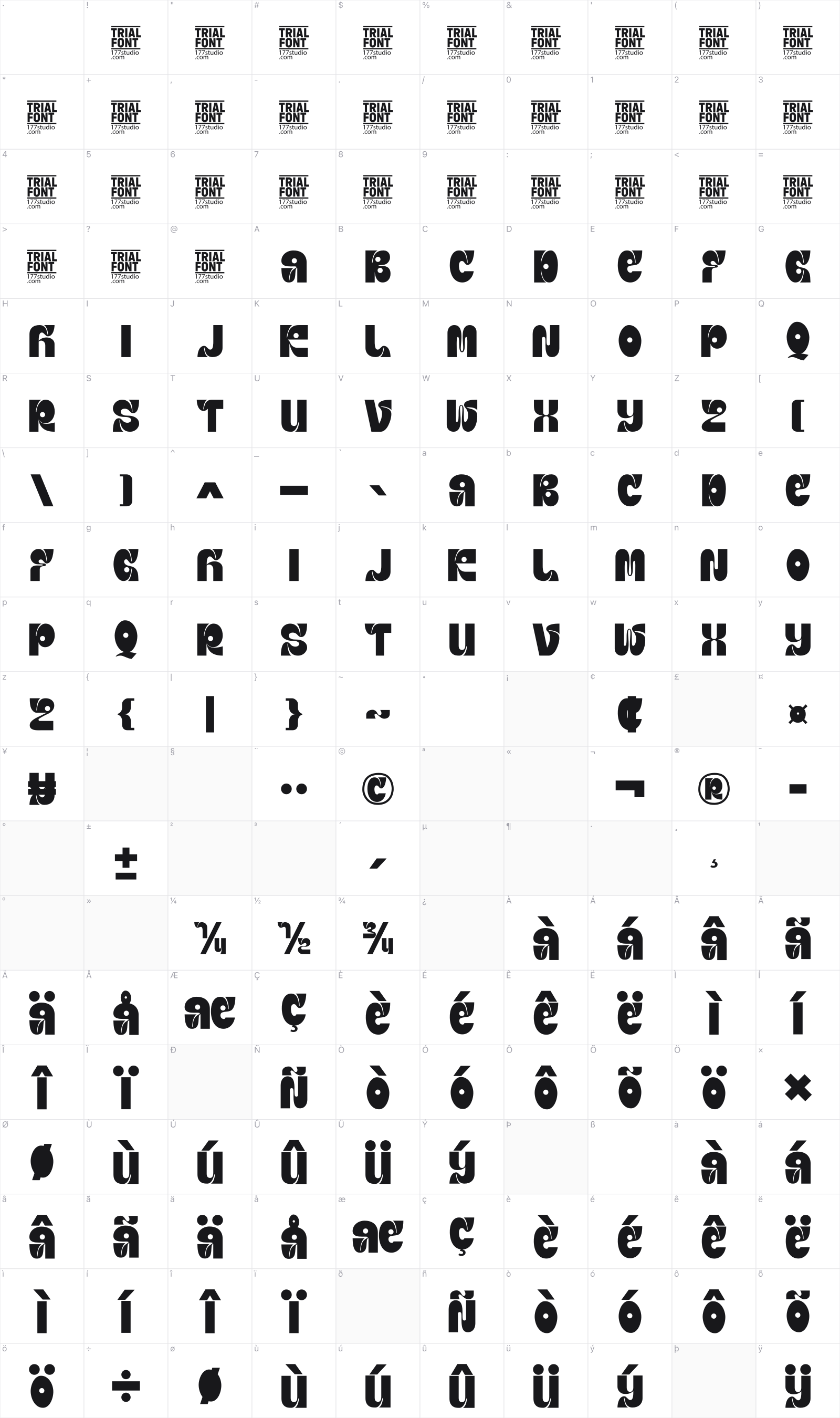 Rangers Thinkers glyph table