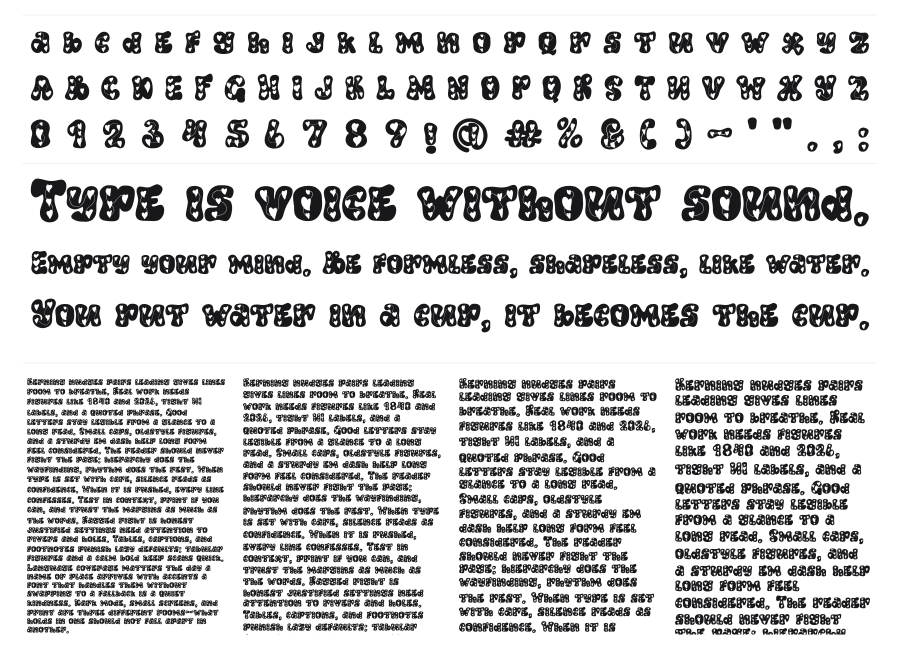 Tums Loving specimen sheet