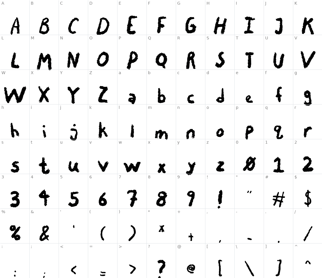 Character set for Chalky Chicken