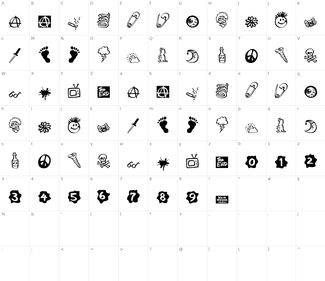 Character set for MW Ding-A-Lings