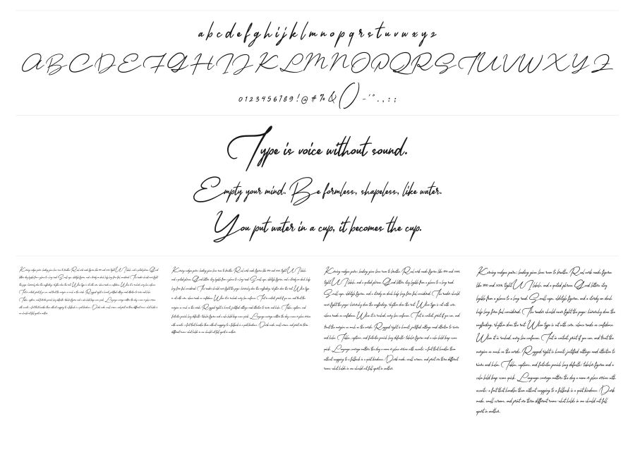 Citanya Script specimen sheet