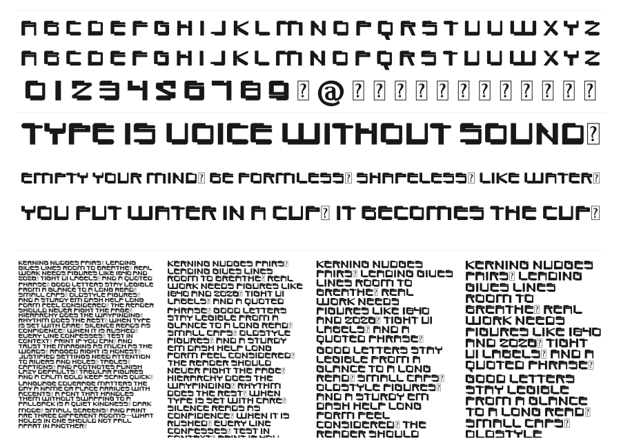 Aeogo specimen sheet