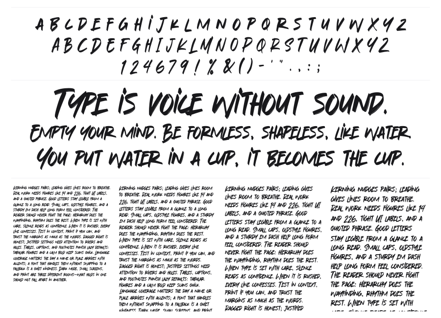 Unfollow specimen sheet