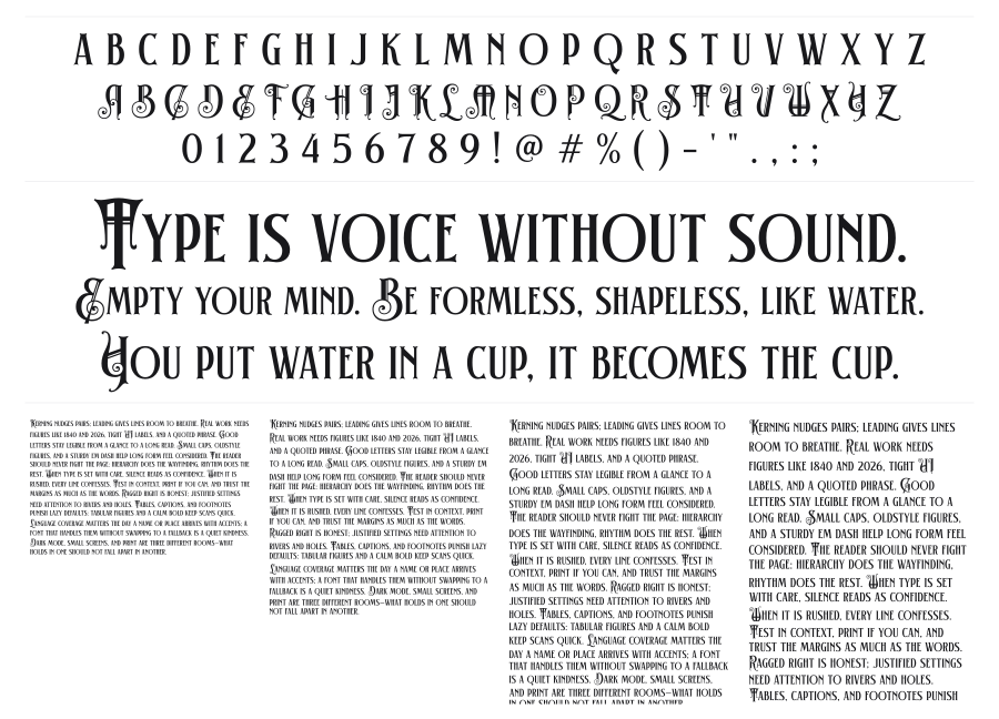 Empherian specimen sheet