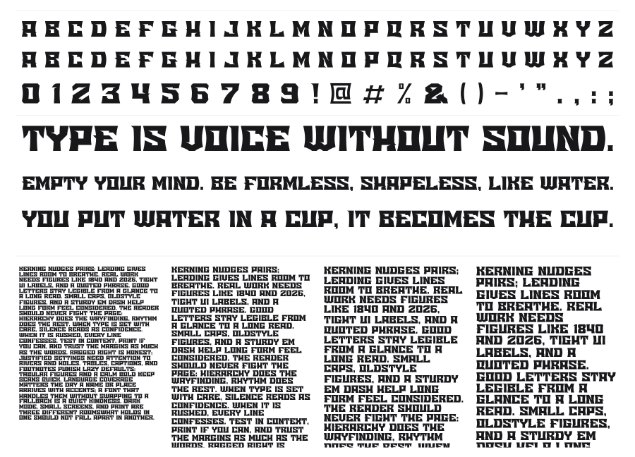 Esporta specimen sheet