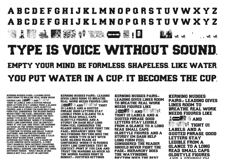 Forever Black specimen sheet