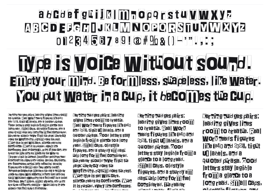 Two Down, One to Go specimen sheet