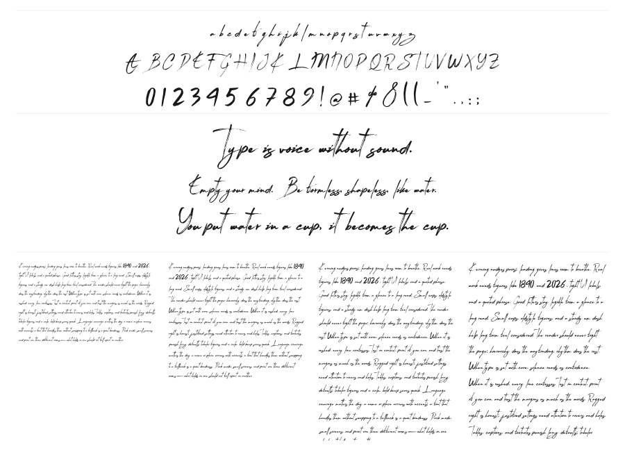 Granady specimen sheet