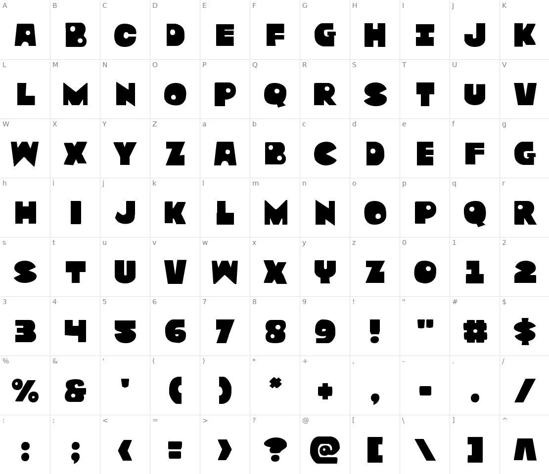 Character set for Zounderkite