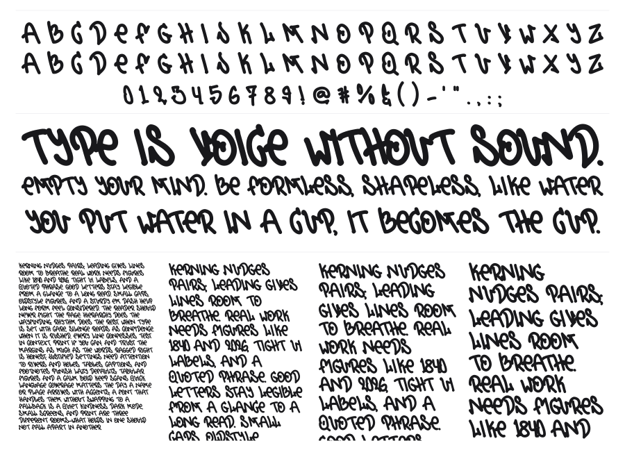 Urban Stroke specimen sheet