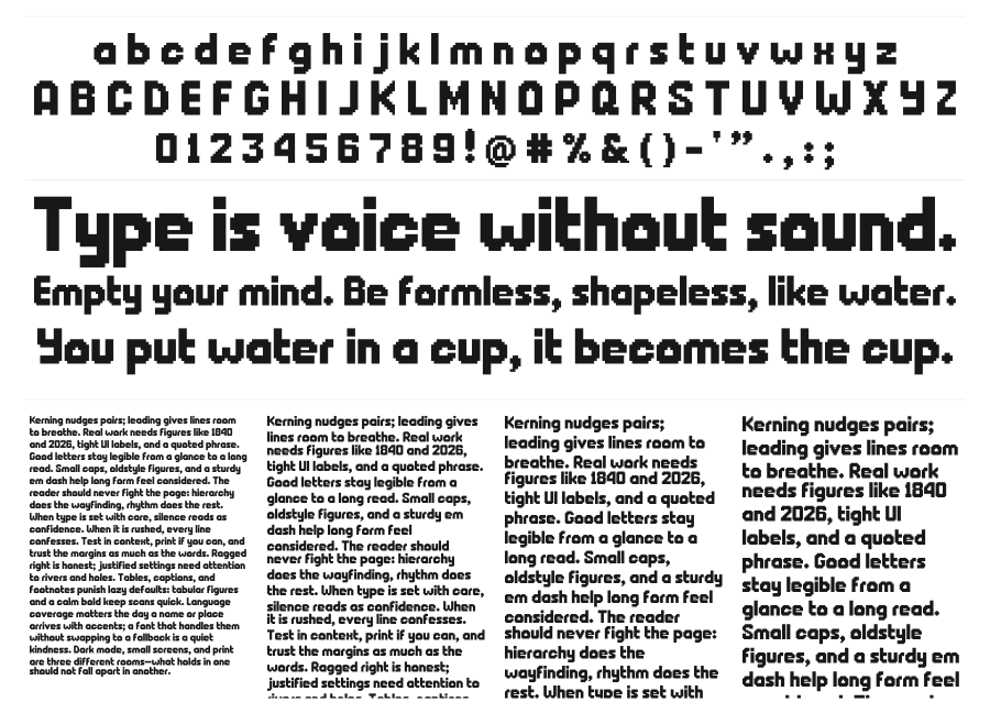 Big Apple 3PM specimen sheet
