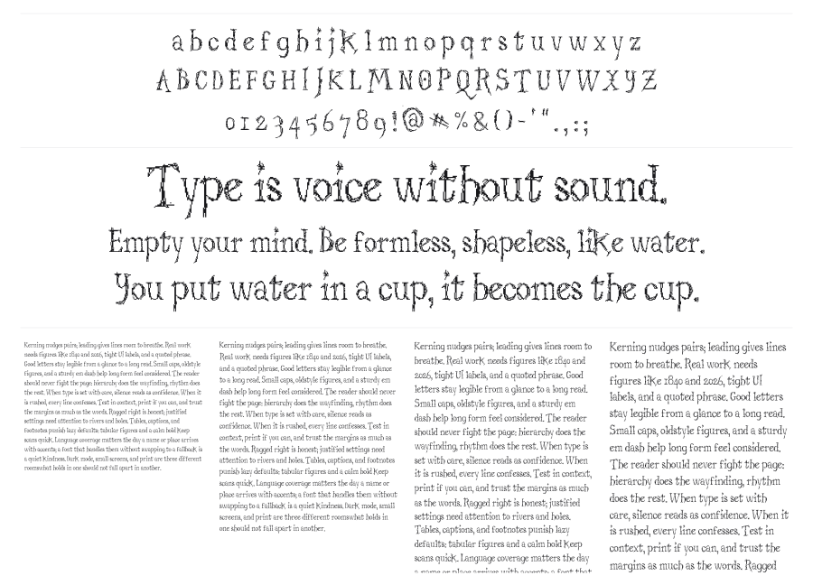 Struct Destruct Serif specimen sheet