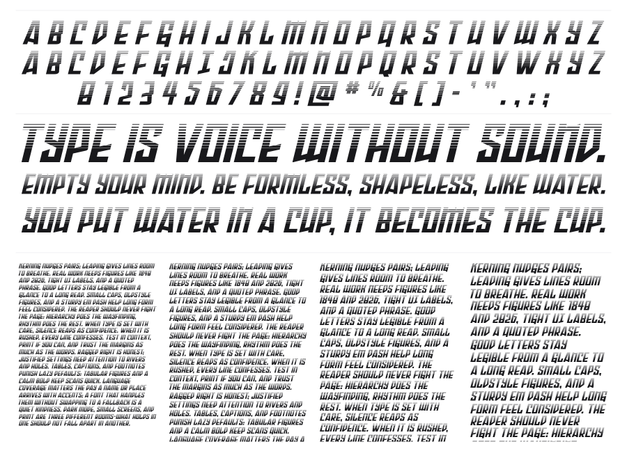 Splashpoint specimen sheet