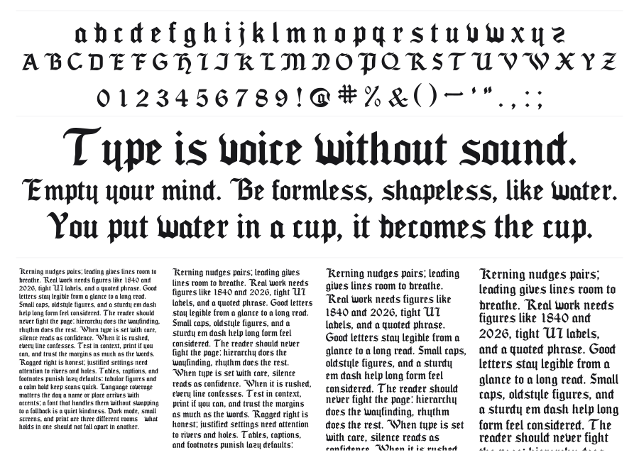 Seagram TFB specimen sheet