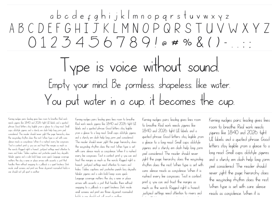 Klaud Handwriting specimen sheet