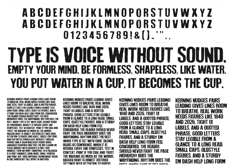 How To Disappear specimen sheet