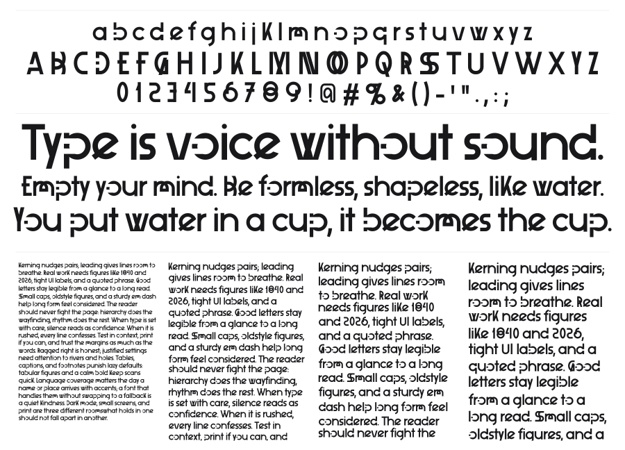 Xelita specimen sheet