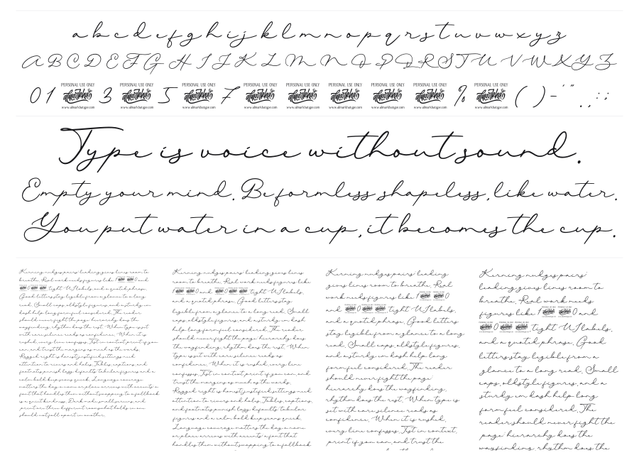 Quick Letter specimen sheet