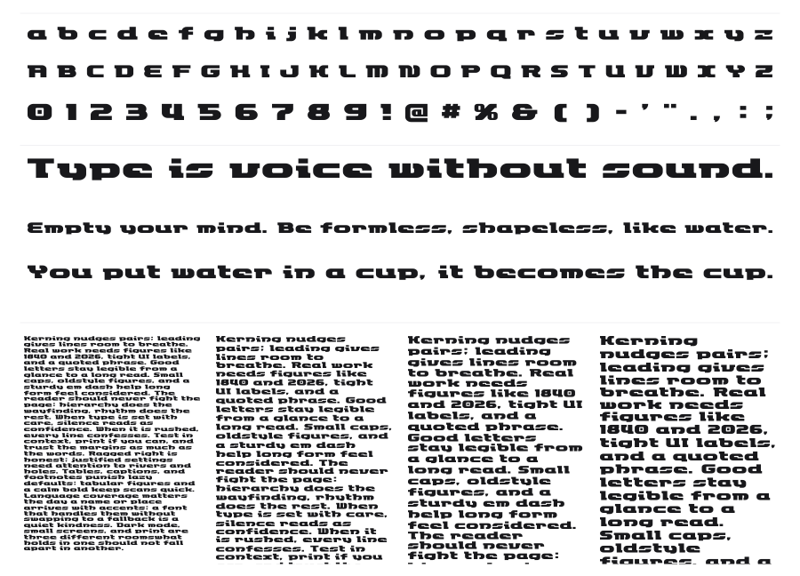 ET Rocketype specimen sheet