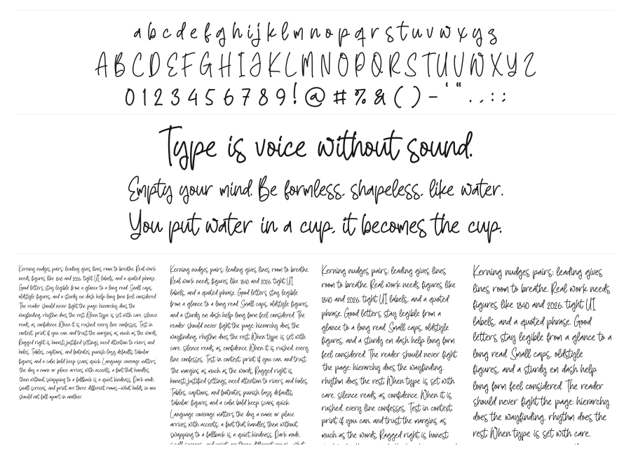 Daily Handwritten specimen sheet