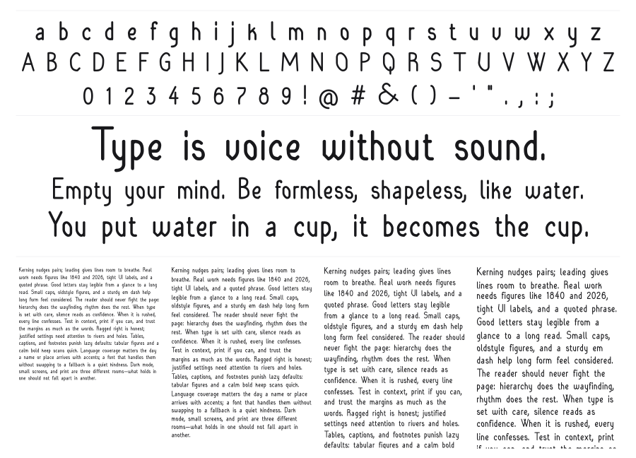 Rara Dolor specimen sheet