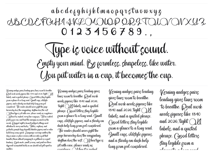 Ambara specimen sheet