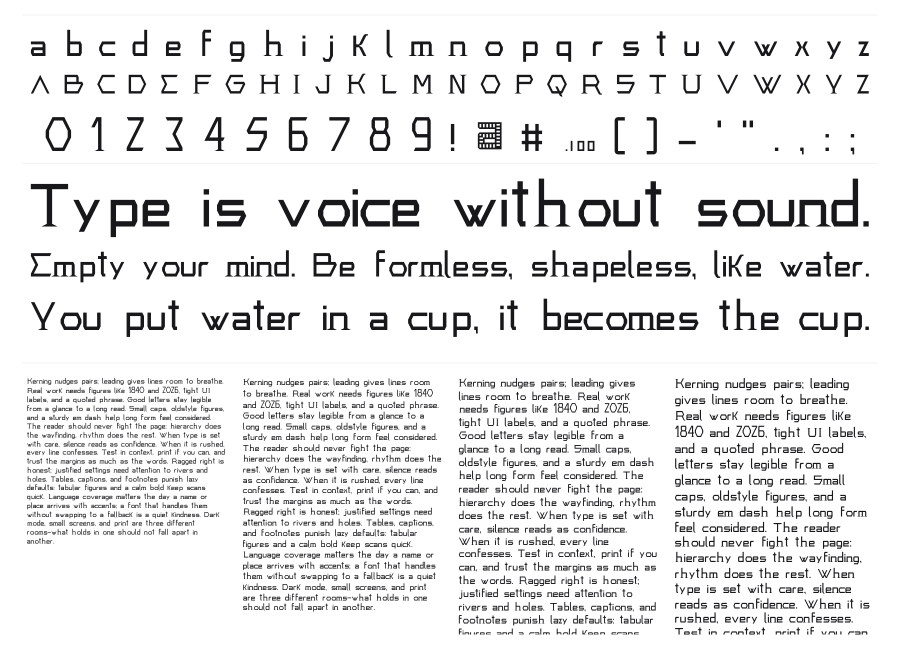 Greek specimen sheet