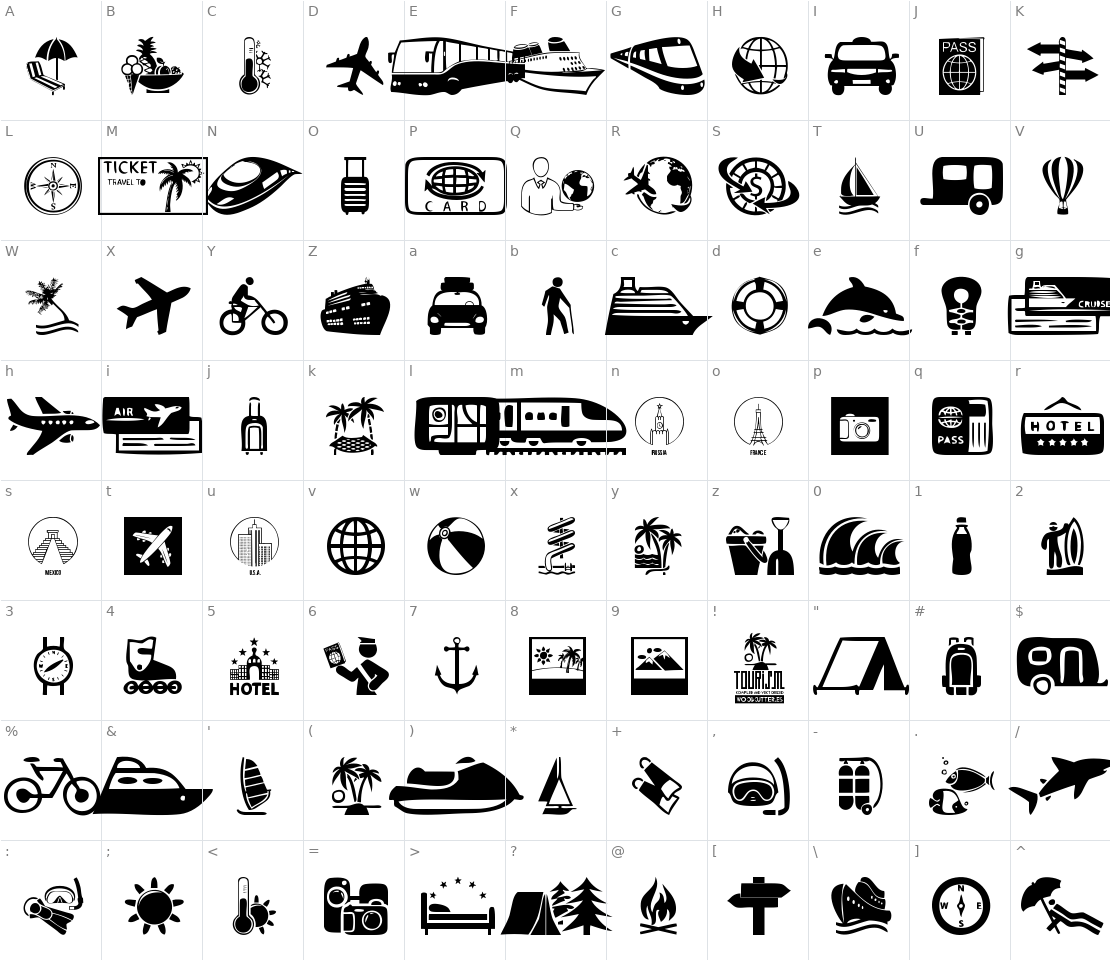 Character set for Tourism