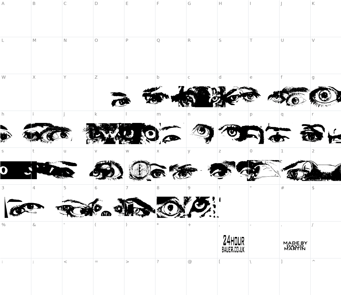 Character set for Eye Spy