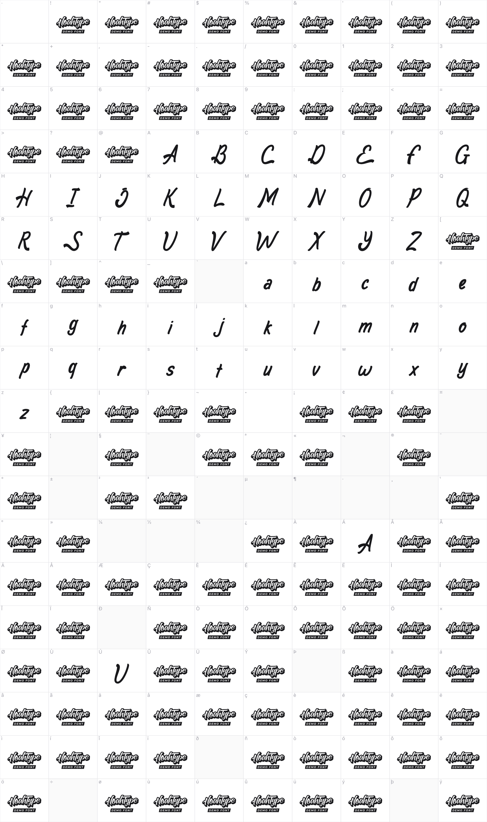 Daybook glyph table