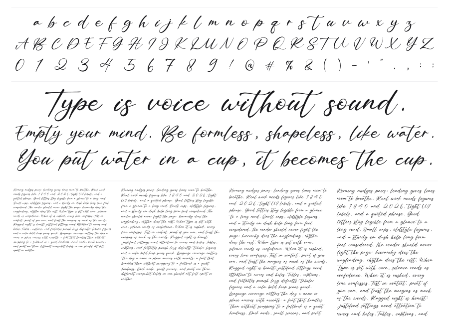 Bitley Anthem specimen sheet