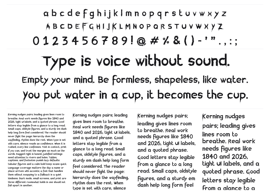 Killing Font specimen sheet