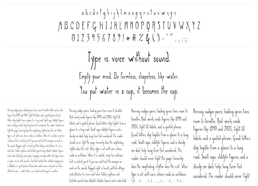 Grey Magus specimen sheet