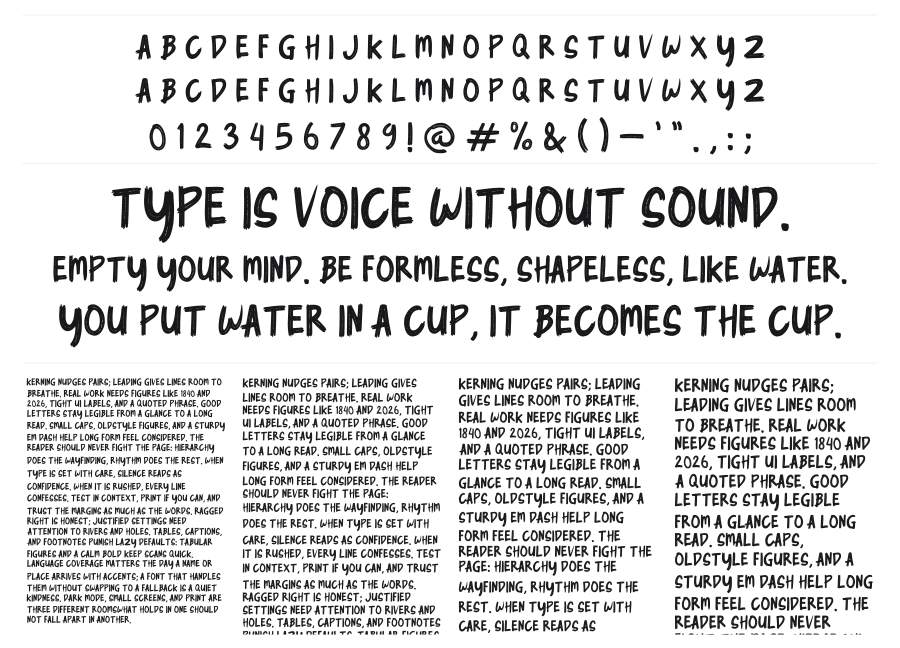 Cyber Brush specimen sheet