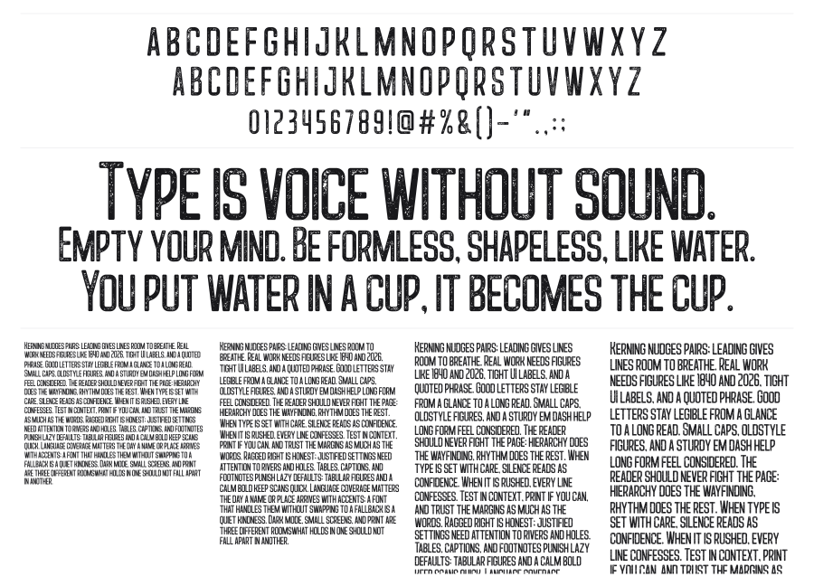 How Dare You specimen sheet