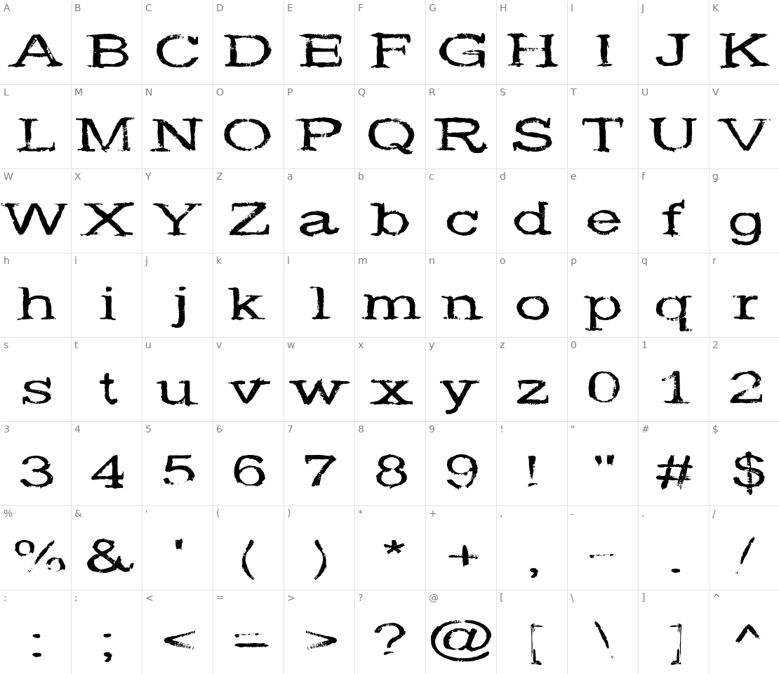 Character set for Wide Noise