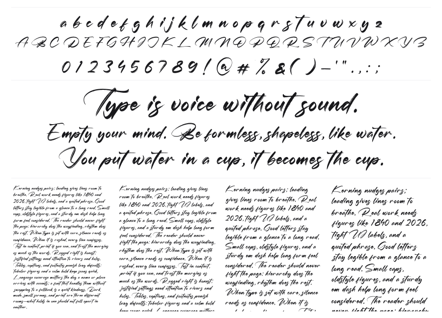 Predikat Oneday specimen sheet