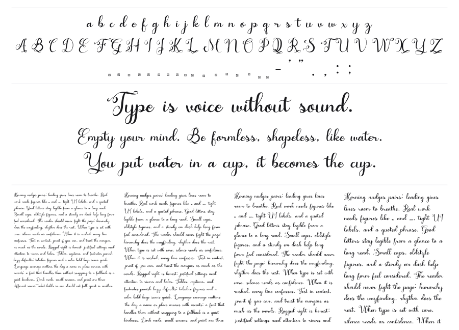 Alyna specimen sheet