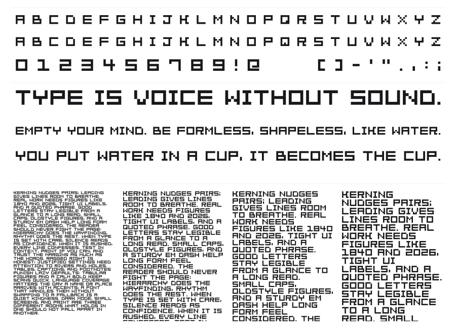 Pixelation specimen sheet