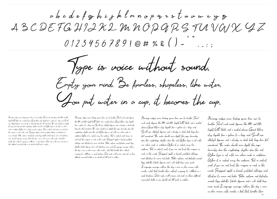 Elesty specimen sheet