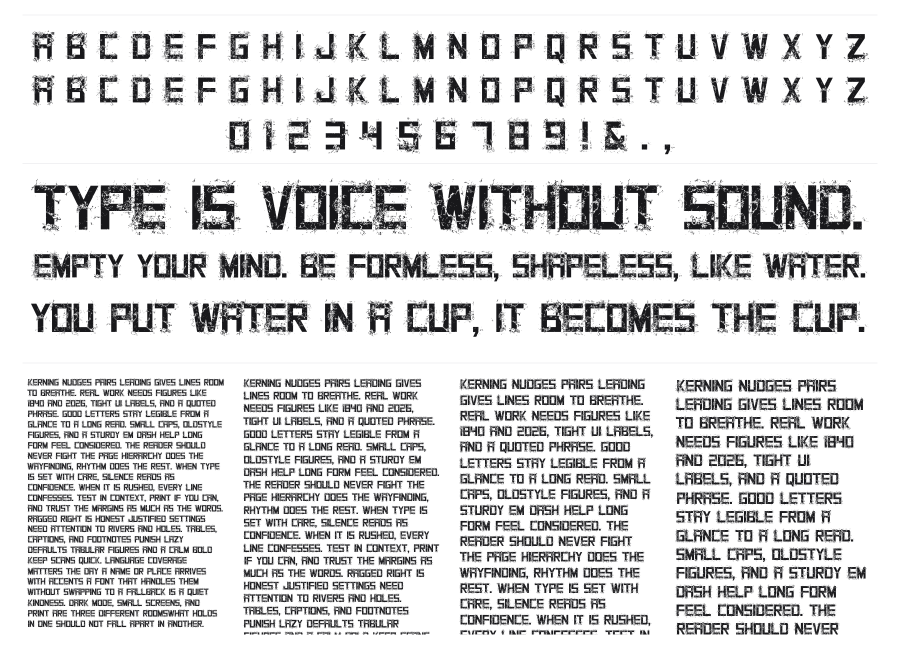 Grungy specimen sheet