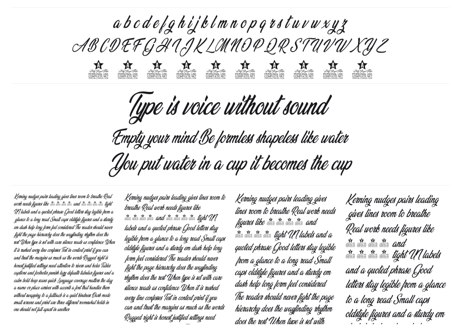 Wonderful Night specimen sheet