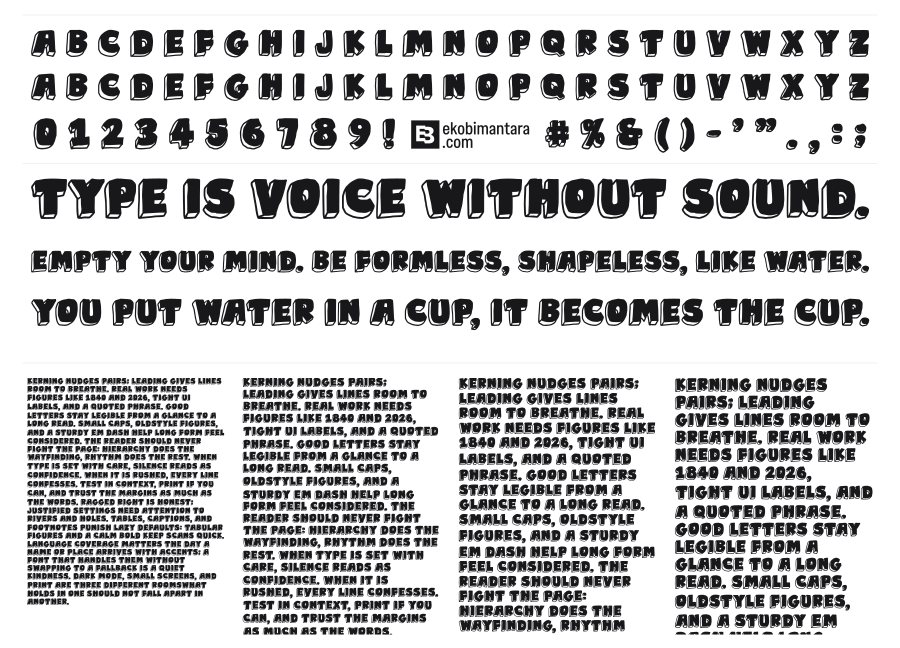 Playful Boxes specimen sheet