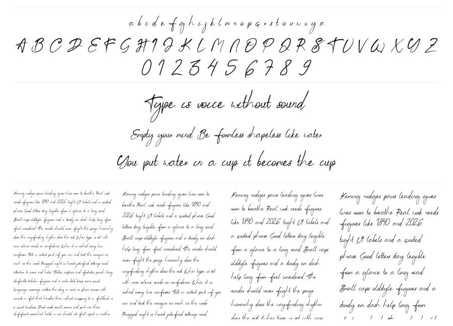 Aksoro specimen sheet