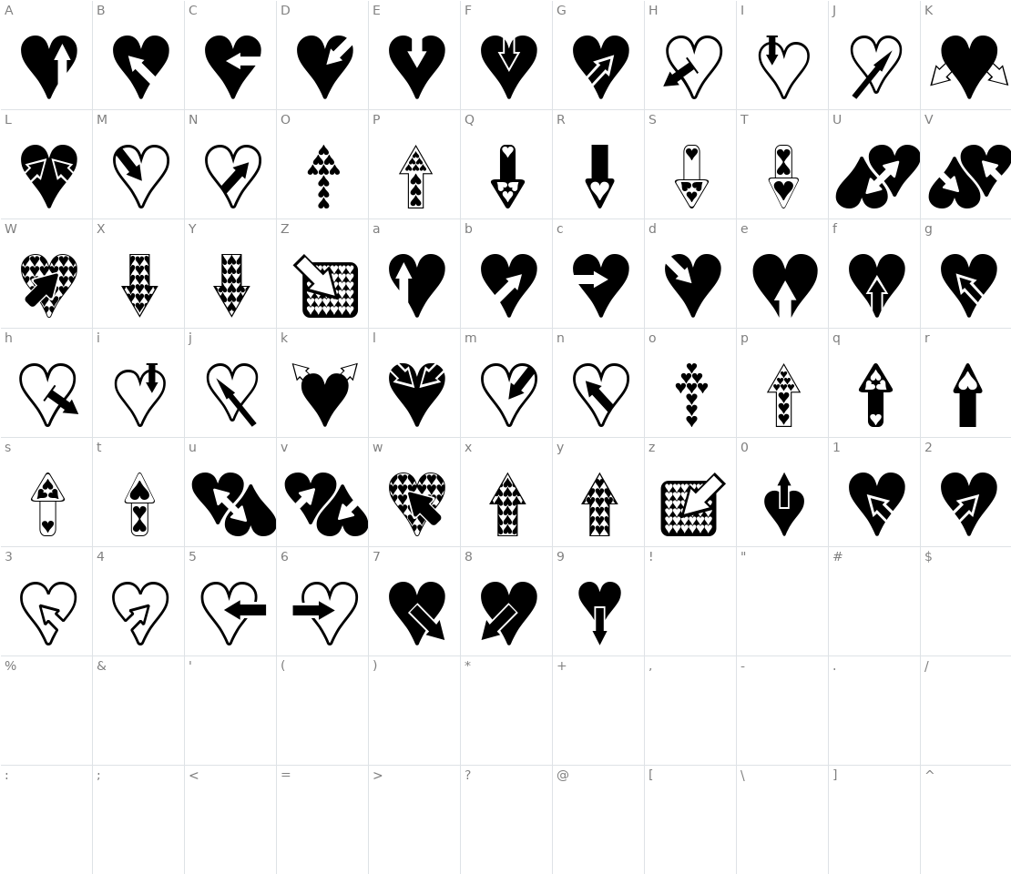 Character set for Hearts n Arrows