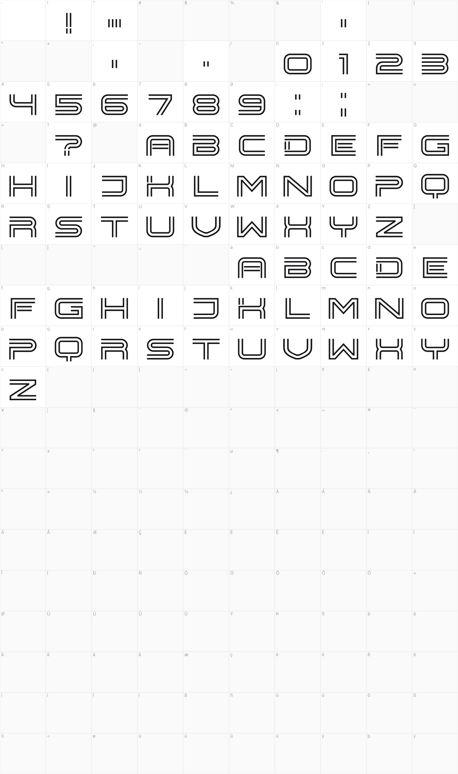 Enterpriser glyph table