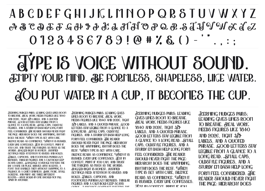 The Kingston specimen sheet