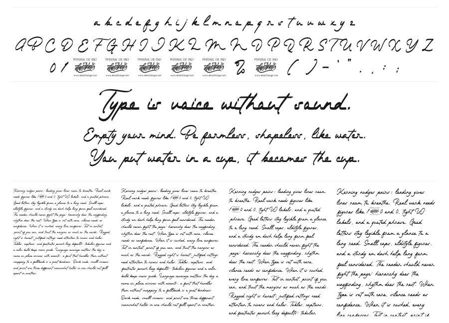 The Dear specimen sheet