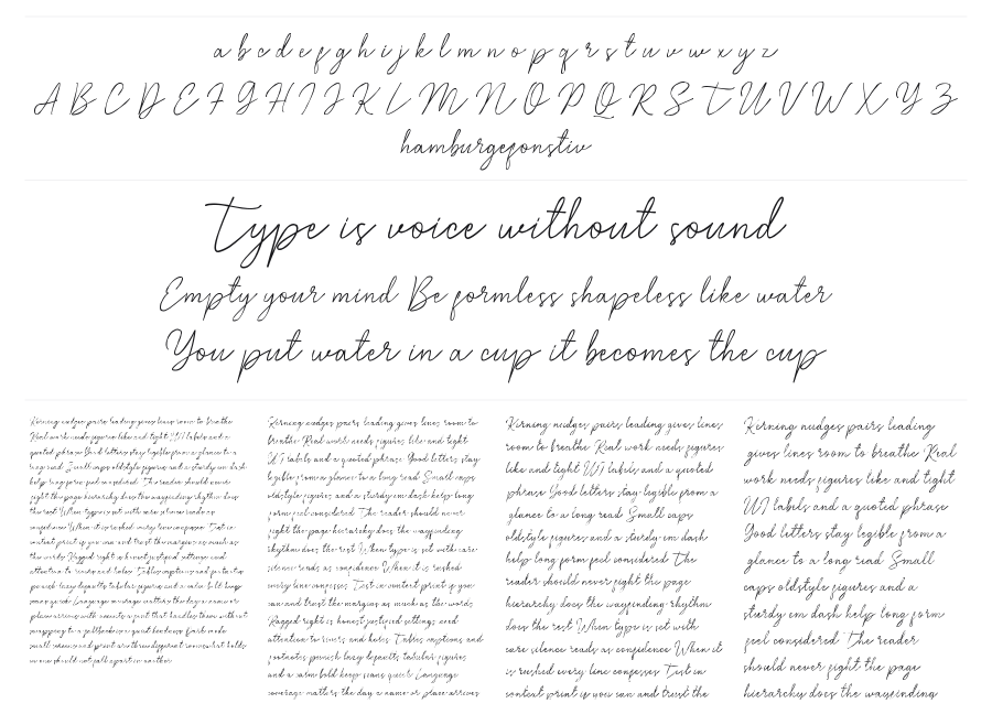 Evelyn Script specimen sheet