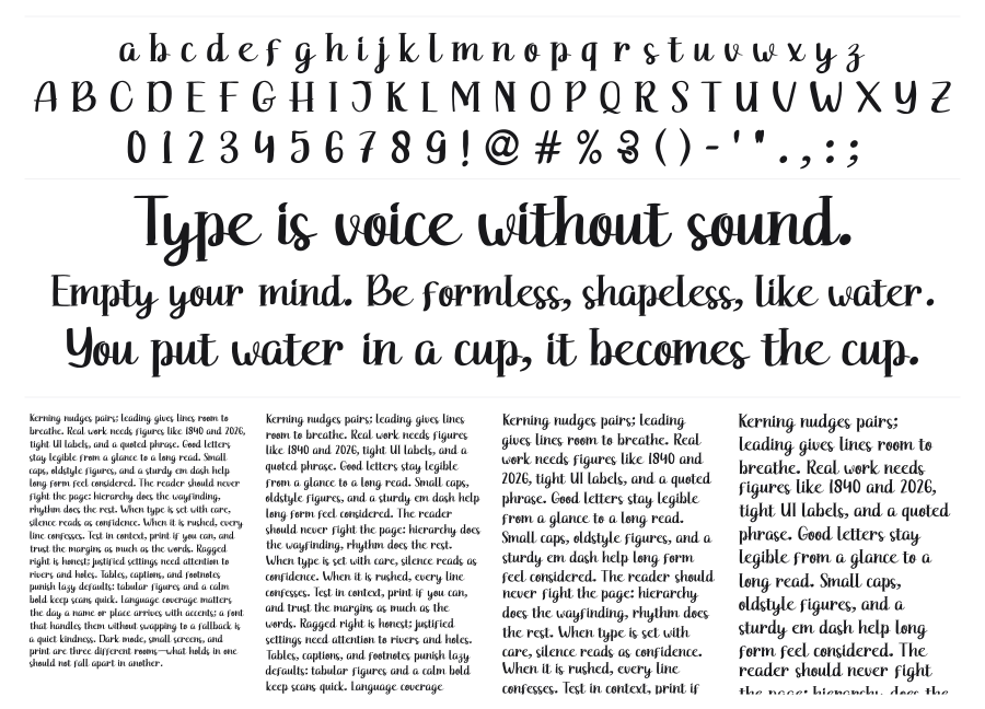 Rasia specimen sheet